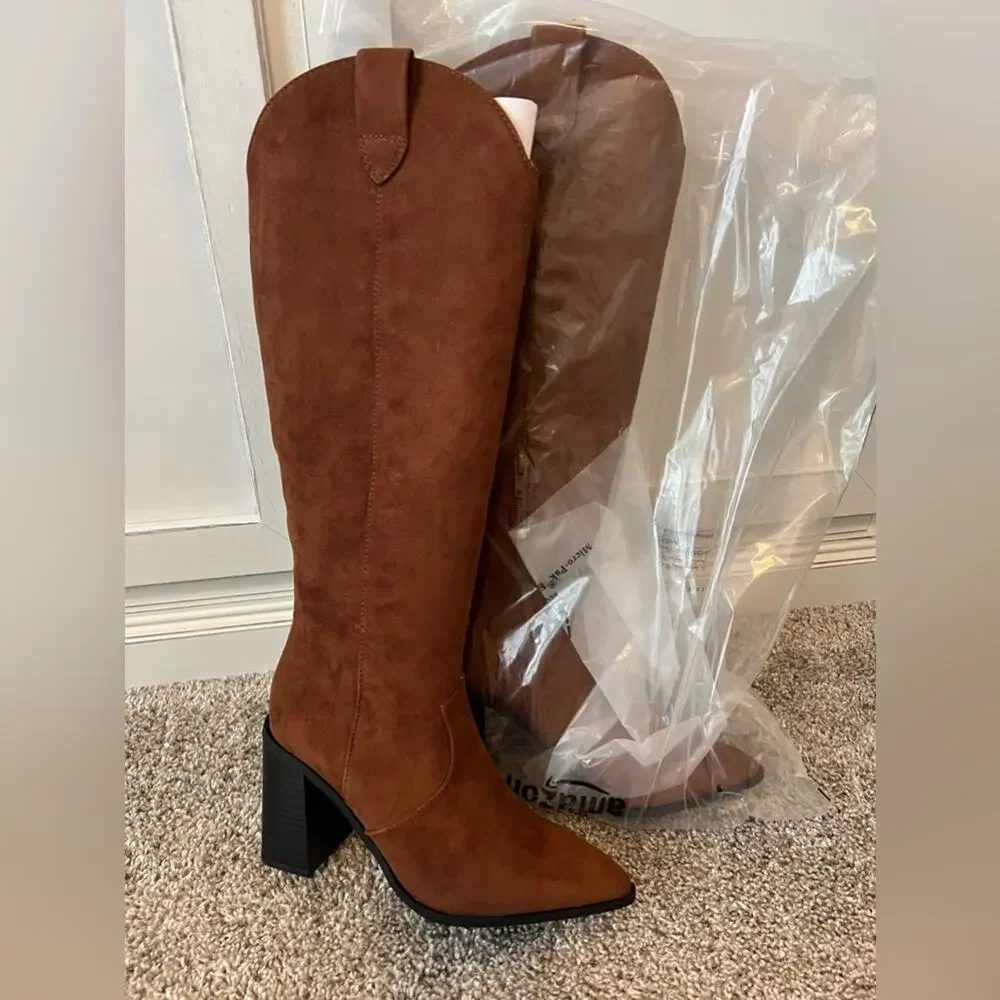 NEW The Drop Women's Cassandra‎ Knee-High Western Boot size 6.5 Brown